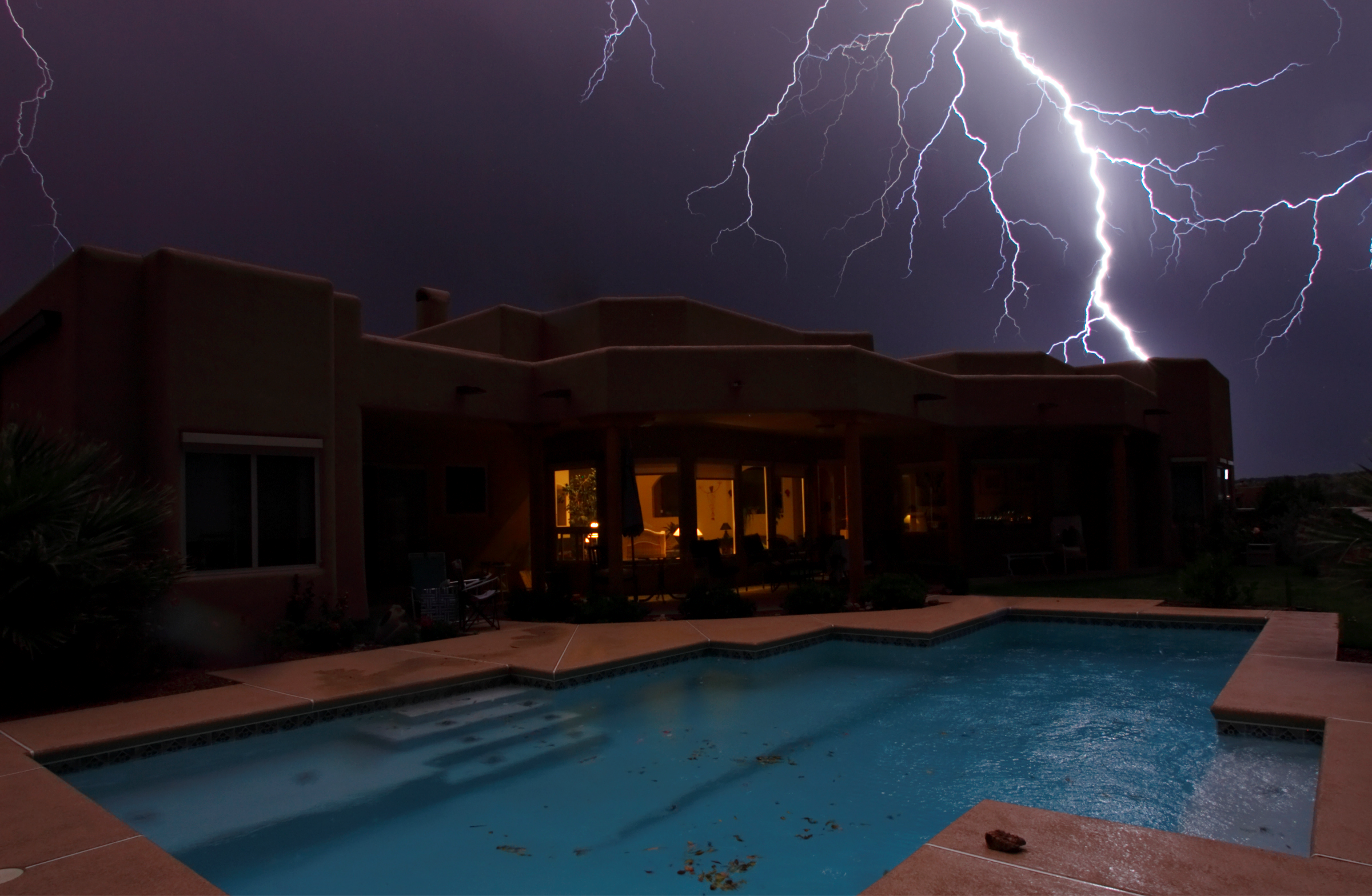 Thunderstorm and lightning over residence
