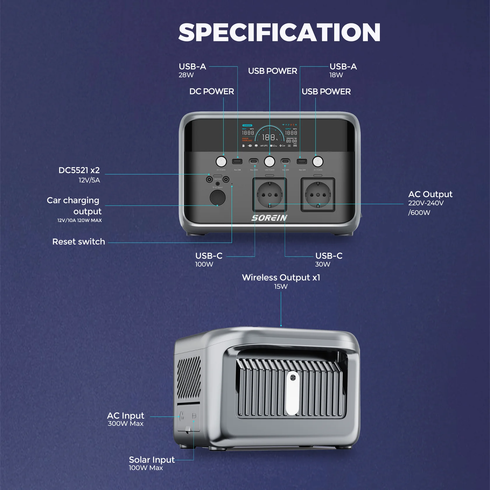 Sorein P600 600W 481Wh Lifepo4 Power Station - Image 6