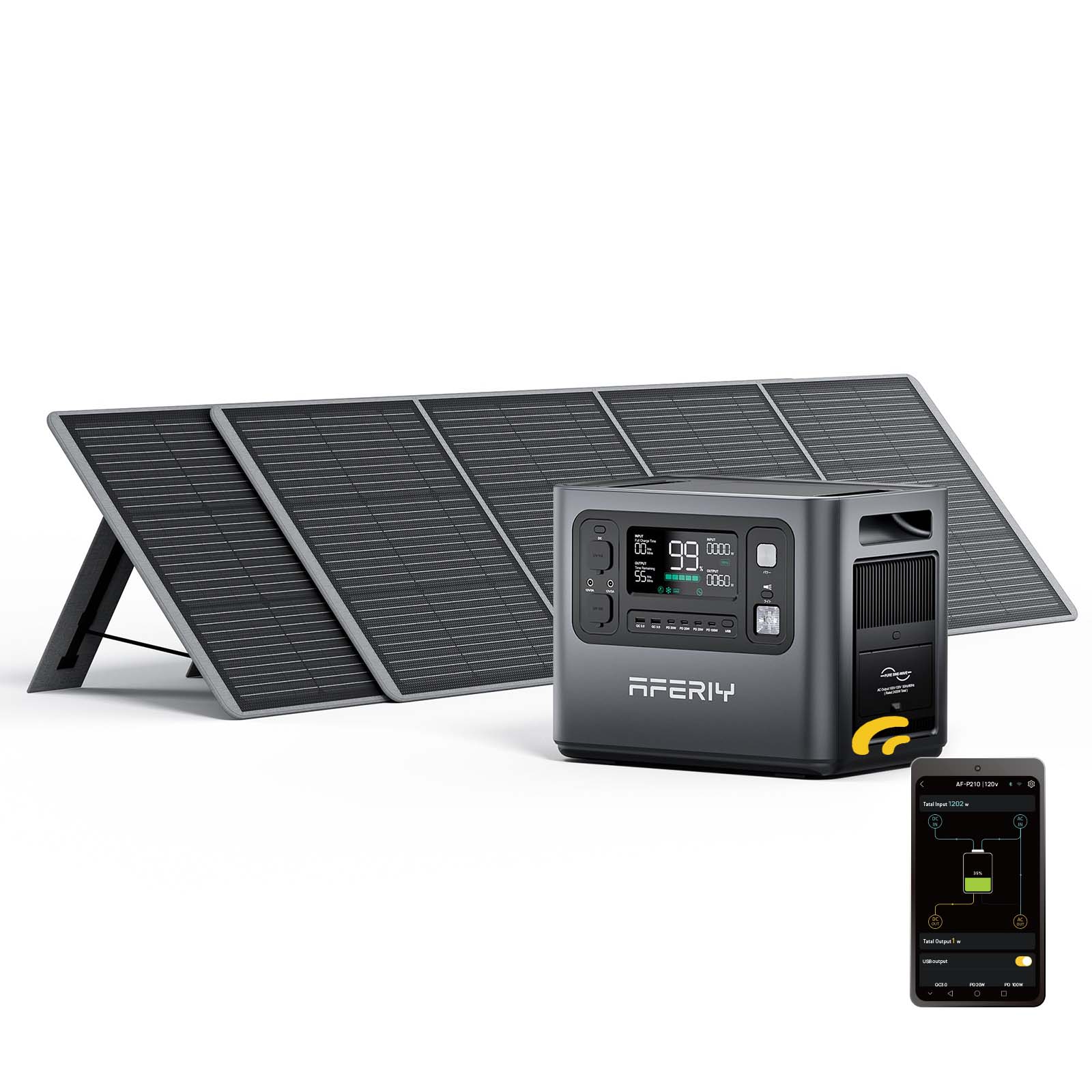 AFERIY P210 2400W Solar Generator Kit with + 200W Solar Panel - Image 6