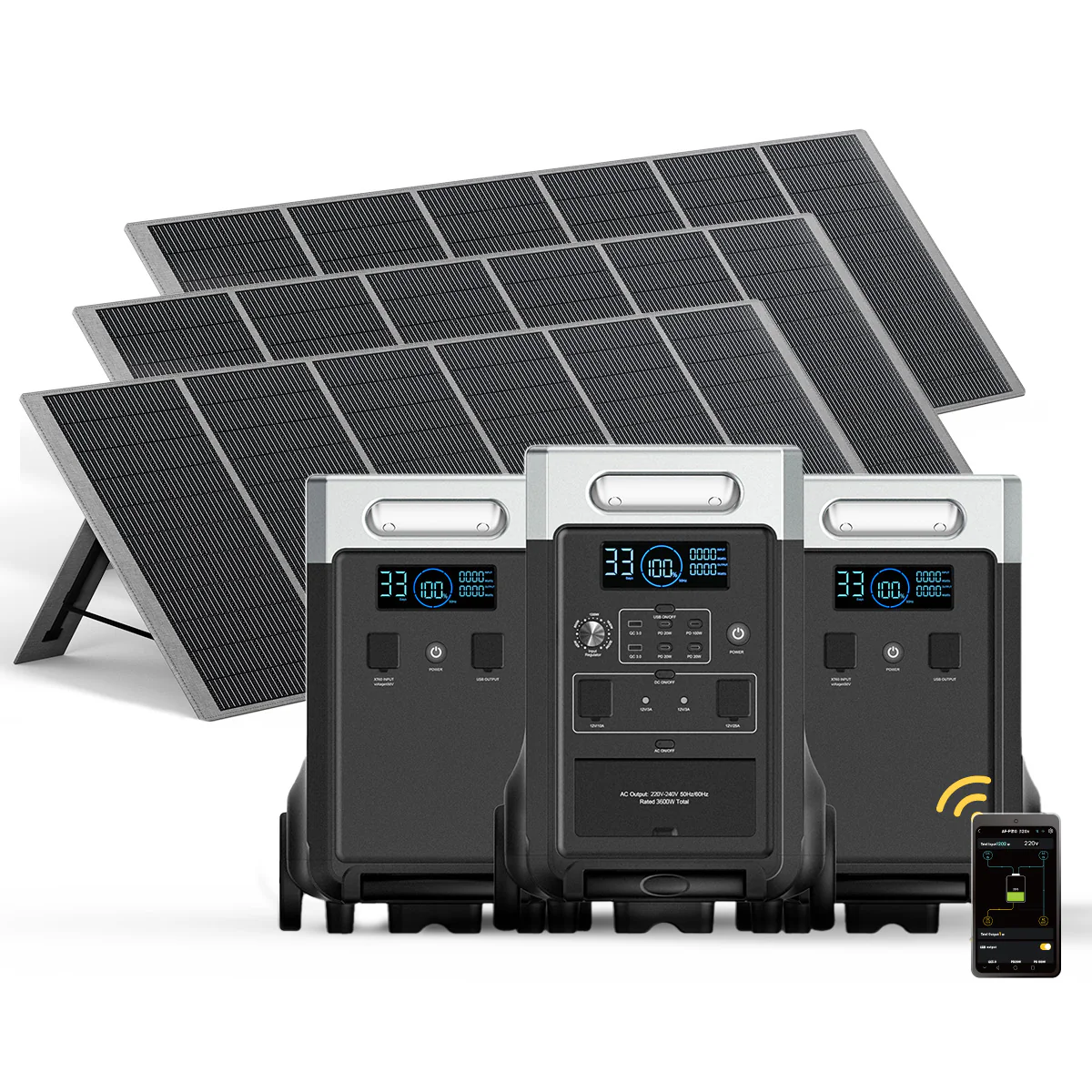 AFERIY P310 3600W Solar Generator Kit with 2 3840Wh Expansion Batteries + 1 400W Solar Panel - Image 4