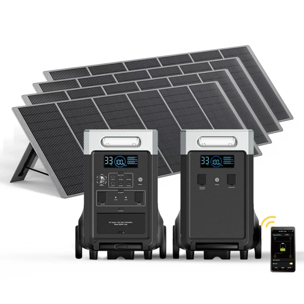 AFERIY P310 3600W Solar Generator Kit with 3840Wh Expansion Battery + 4 400W Solar Panels