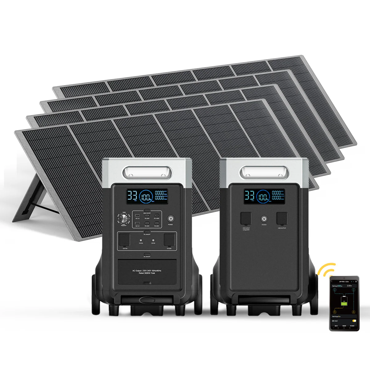 AFERIY P310 3600W Solar Generator Kit with 2 3840Wh Expansion Batteries + 1 400W Solar Panel - Image 8