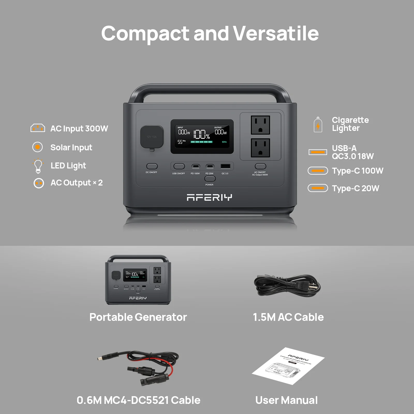 AFERIY P040 Portable Power Station | 400W 256Wh - Image 2