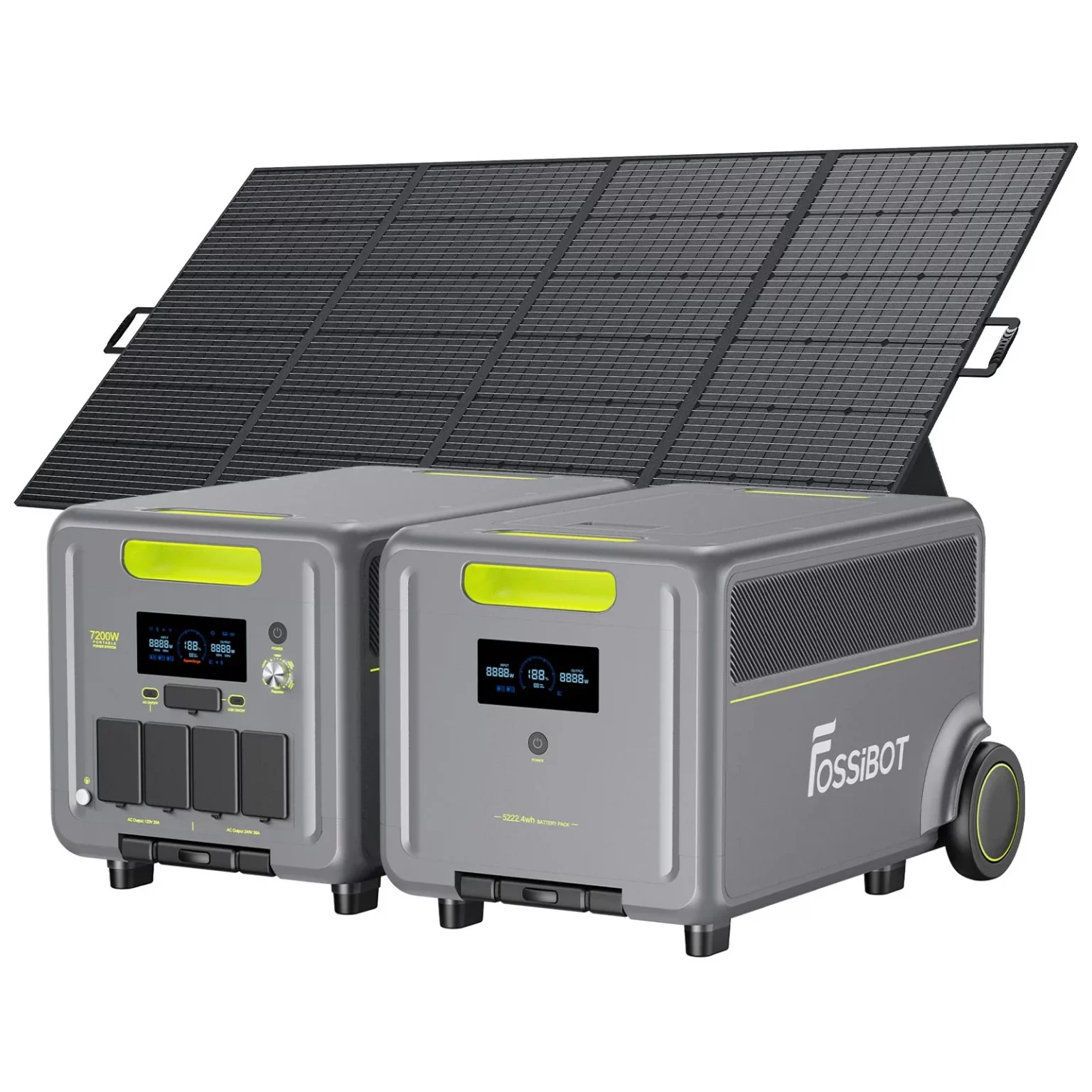 FOSSiBOT F7200 Portable Power Station + 1× FB5222 Expansion Batteries + 420W Portable Solar Panel