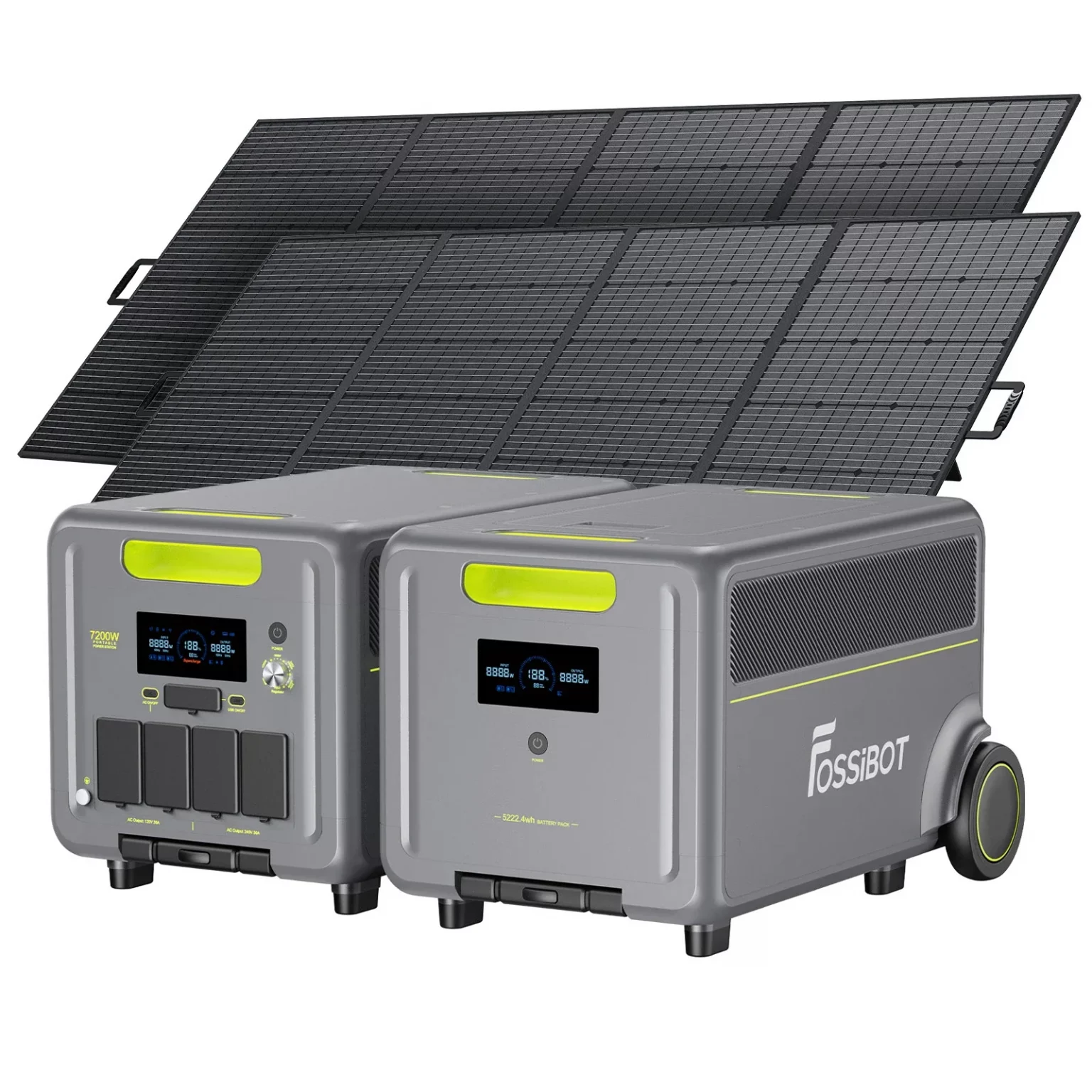 FOSSiBOT F7200 Portable Power Station + 1× FB5222 Expansion Batteries + 2×420W Portable Solar Panels