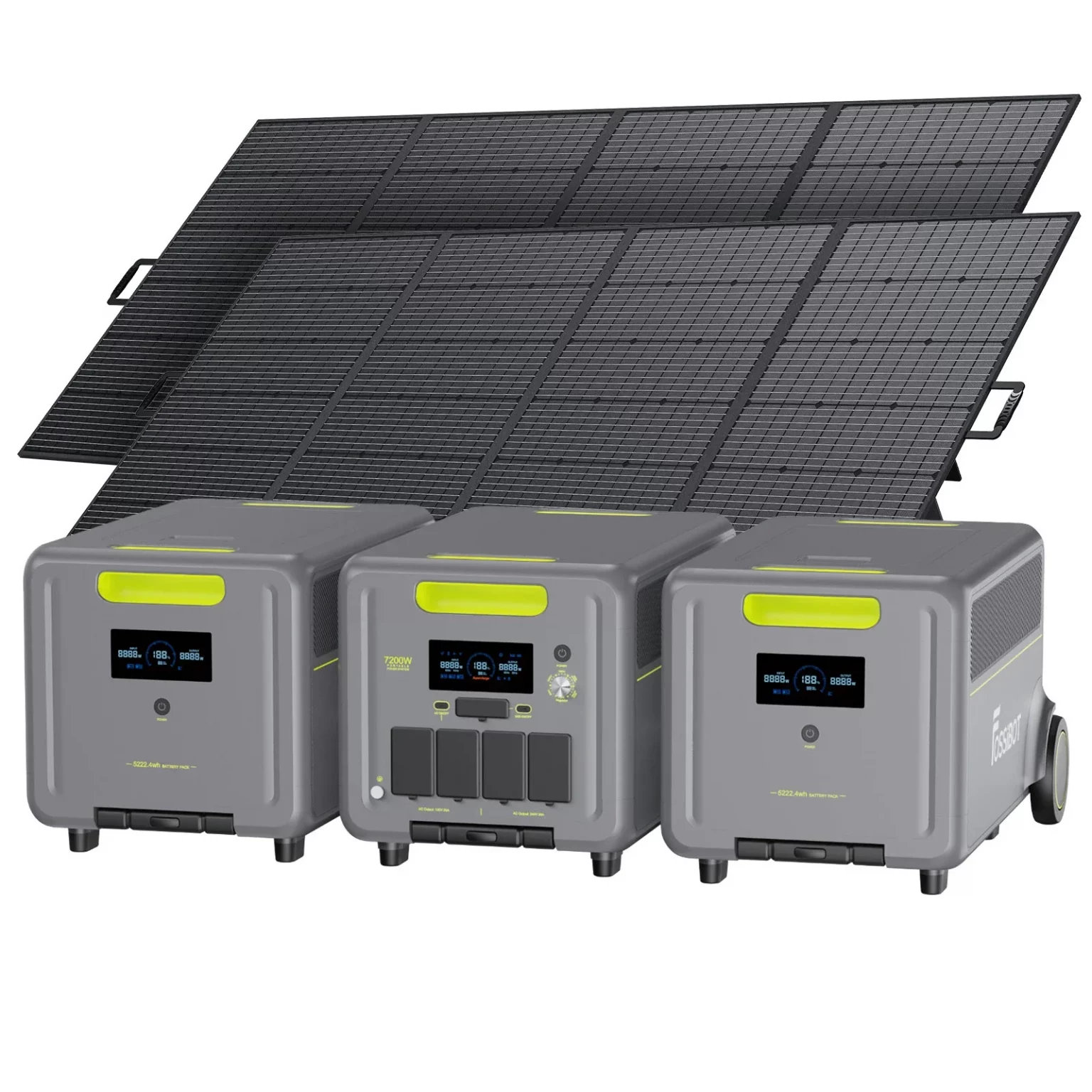 FOSSiBOT F7200 Portable Power Station + 2× FB5222 Expansion Batteries + 2×420W Portable Solar Panels