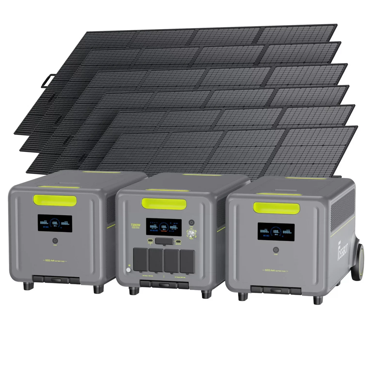FOSSiBOT F7200 Portable Power Station + 2× FB5222 Expansion Batteries + 6×420W Portable Solar Panels
