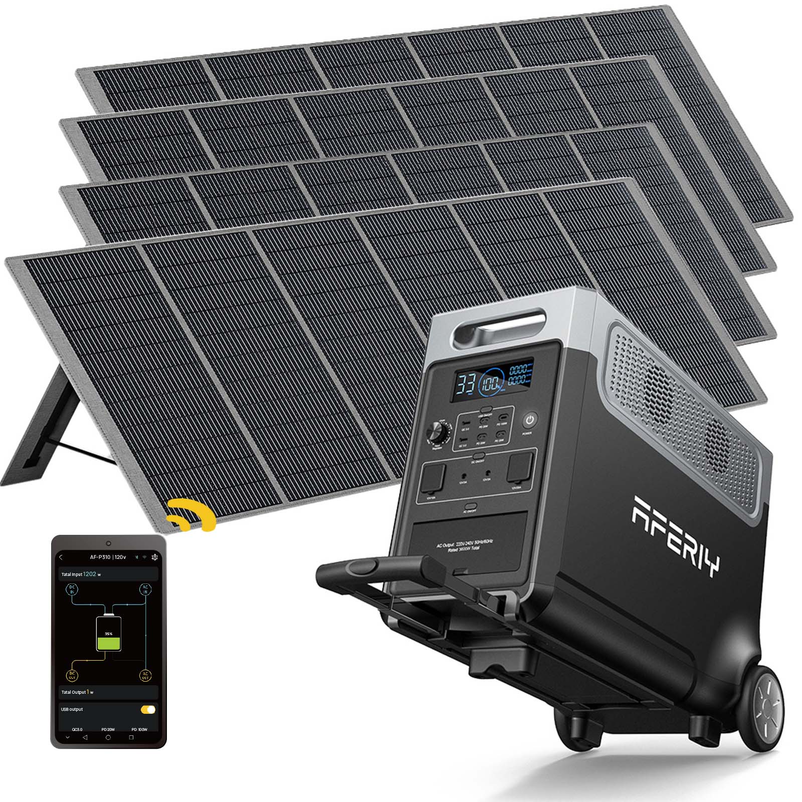 AFERIY P310 3600W Solar Generator Kit with 2 400W Solar Panels - Image 14
