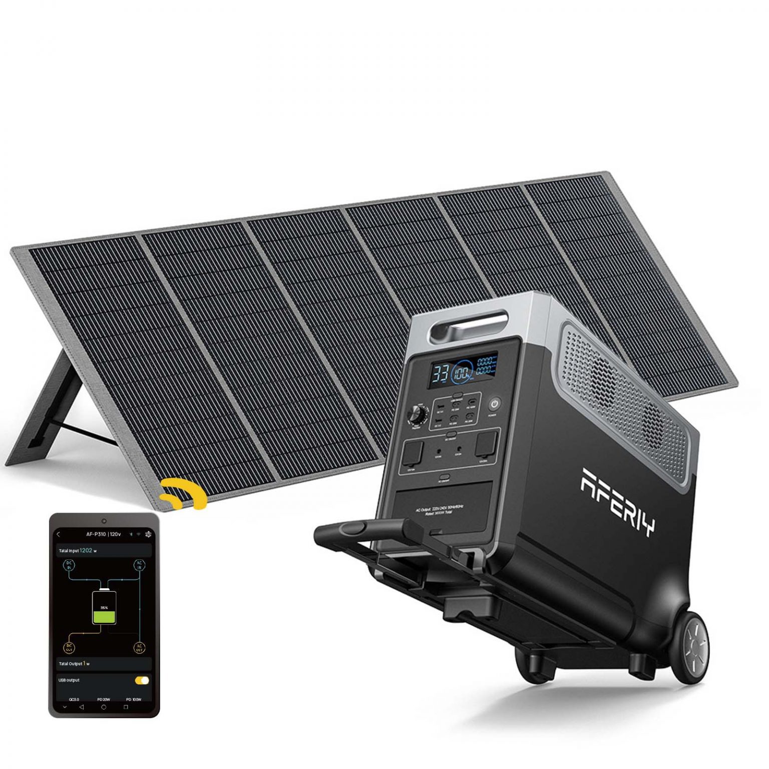 AFERIY P310 3600W Solar Generator Kit with 1 400W Solar Panel