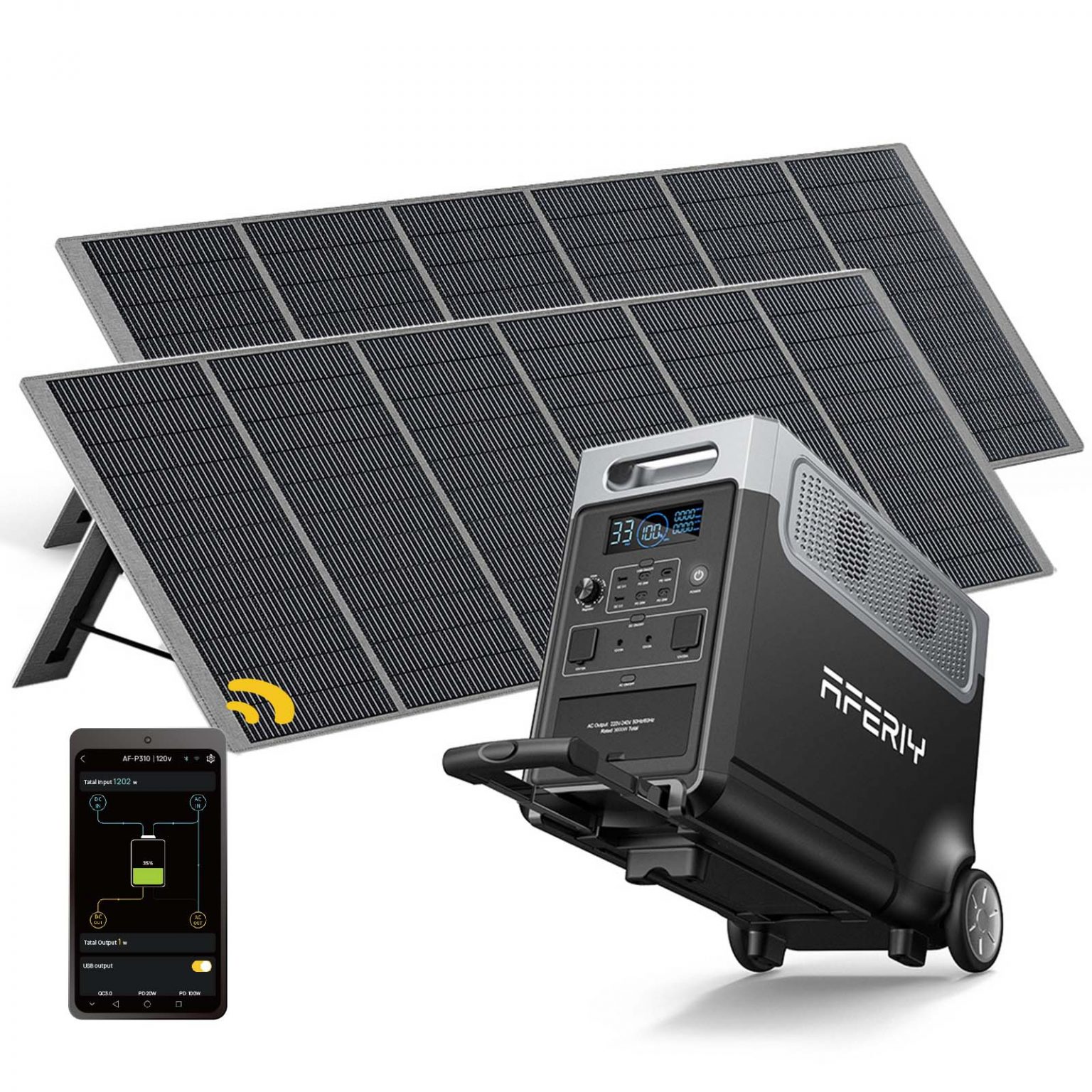 AFERIY P310 3600W Solar Generator Kit with 2 400W Solar Panels